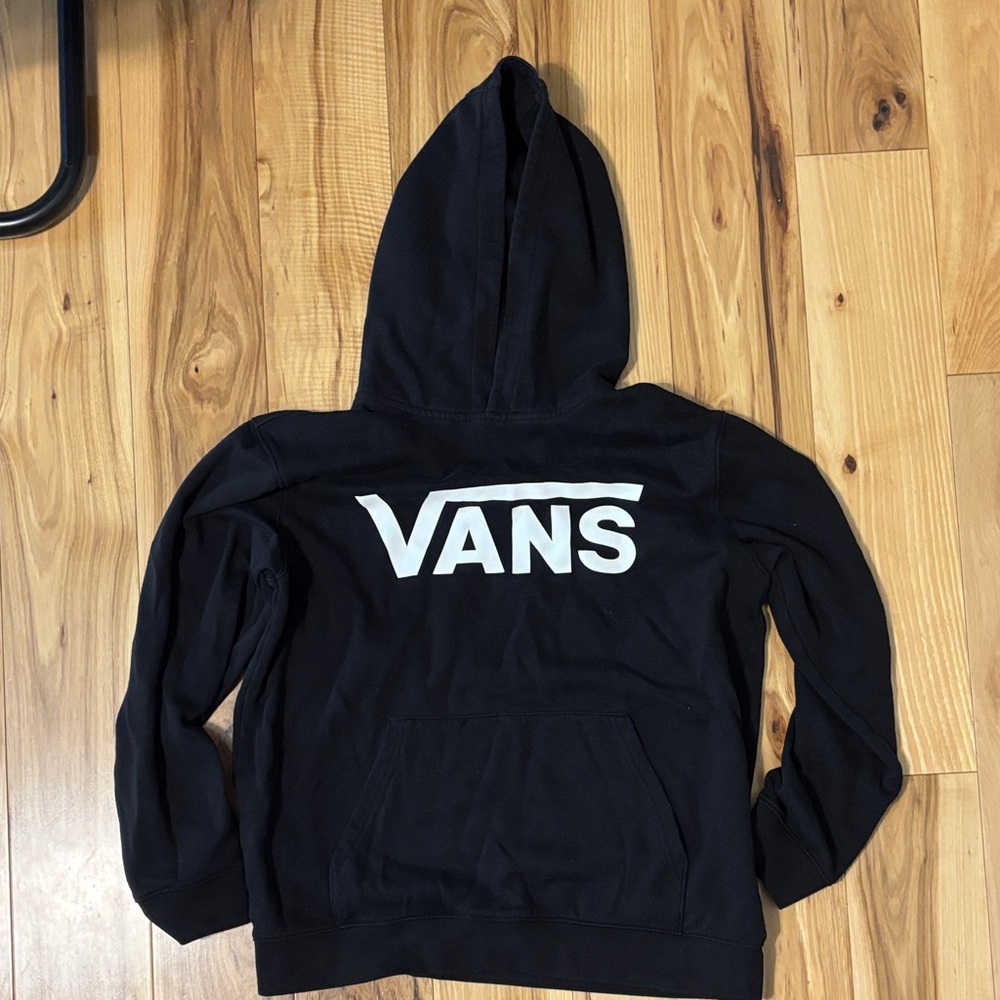Vans Black Hoodie with Bold White Branding